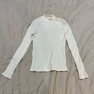 Ribbed White Uniqlo Mockneck XXS